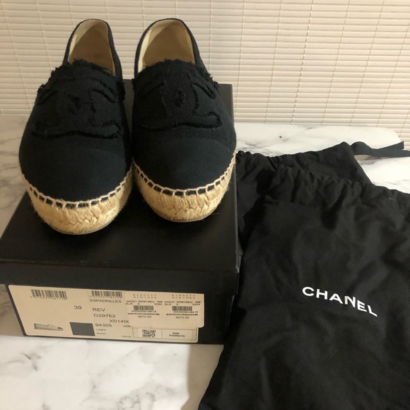Chanel Espadrilles Sz 9 (Black Linen) - Picture 4 of 8